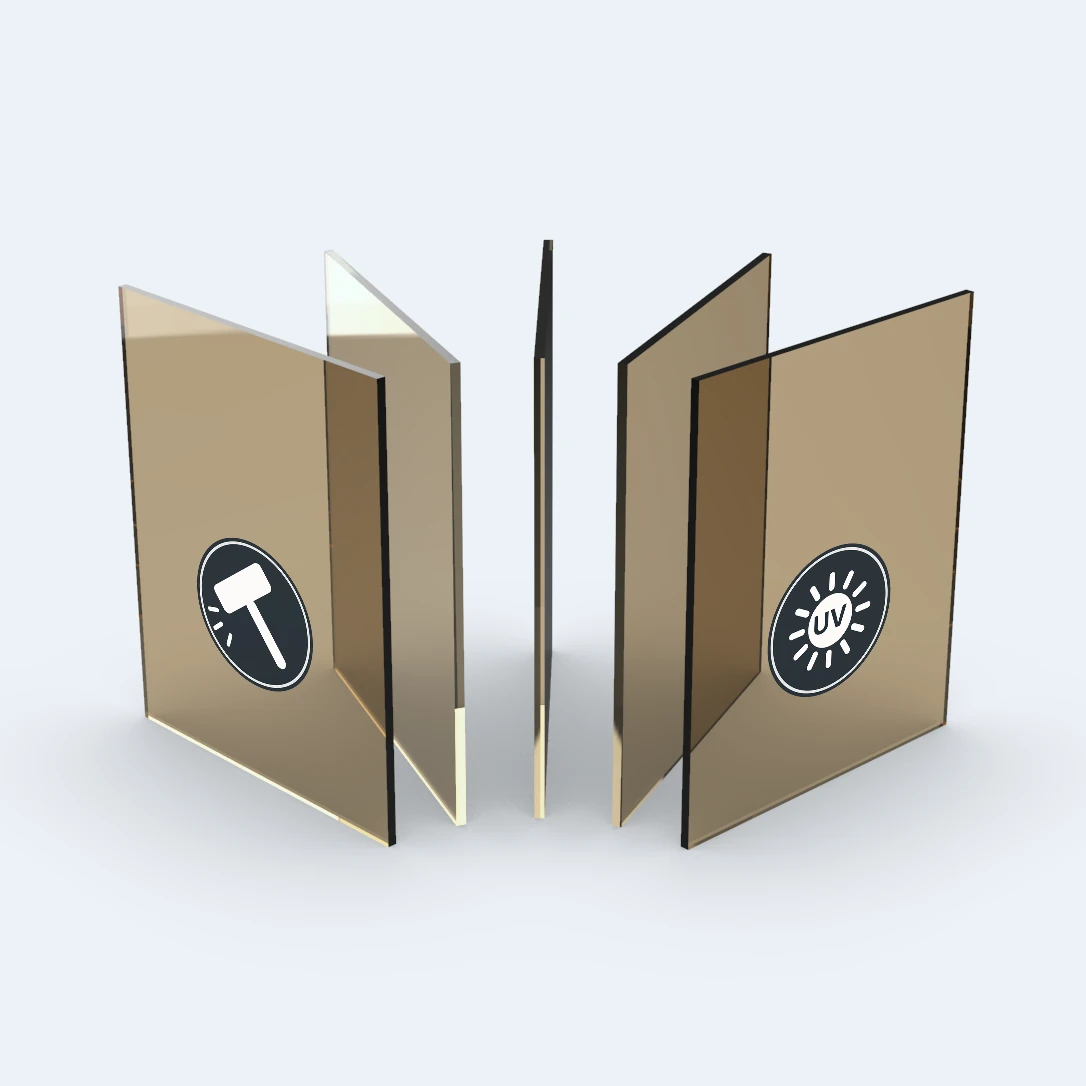 Polycarbonat bronze getönt mit UV-Schutz (EXOLON® UV bronze 2850), durchsichtig und blendmindernd – Zuschnitt nach Maß