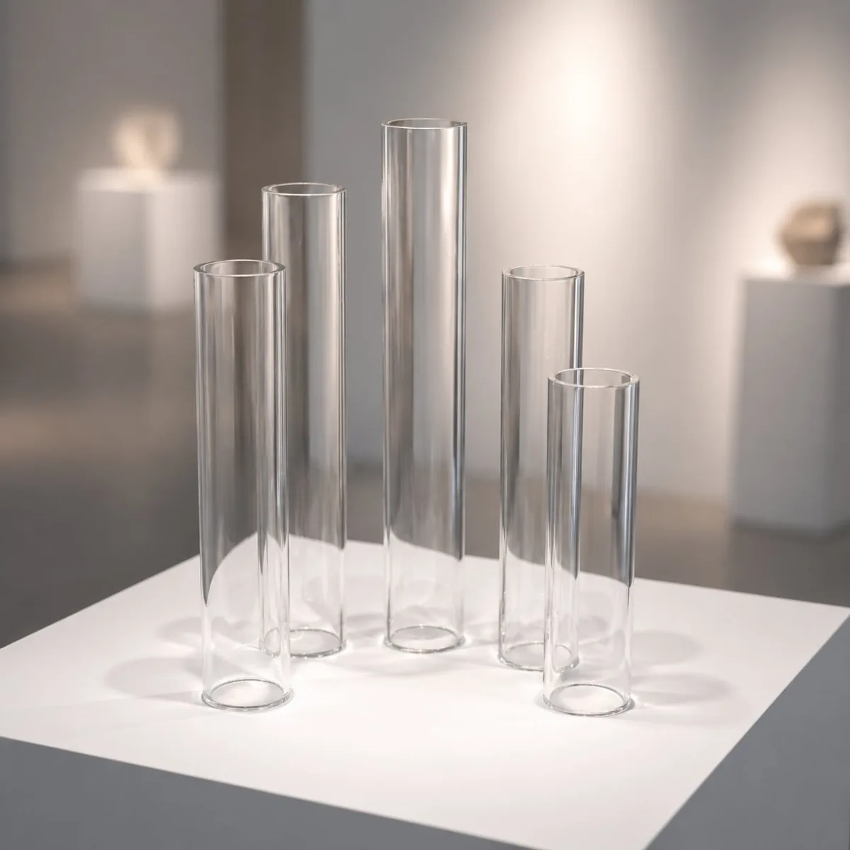 PLEXIGLAS® Rohre farblos – verschiedene Durchmesser nach Maß für Display- und Vitrinenbau