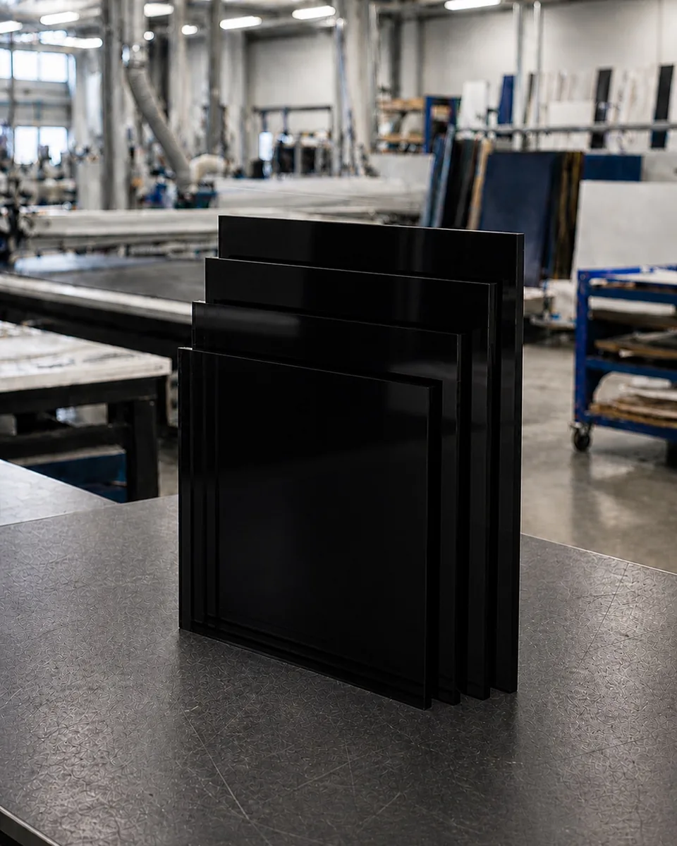 PLEXIGLAS® schwarz – glänzende Acrylglasplatten für Möbelbau und Design